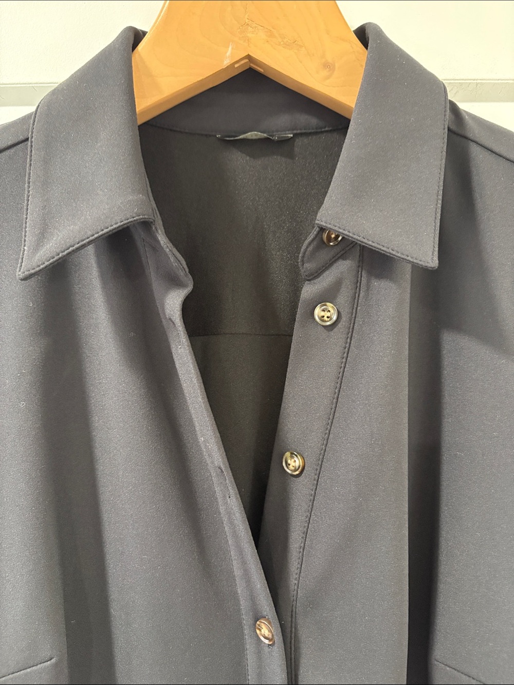 Ann Taylor Black Knit Long-Sleeve Collared Polo Shirt Dress Size Medium - Picture 7 of 13